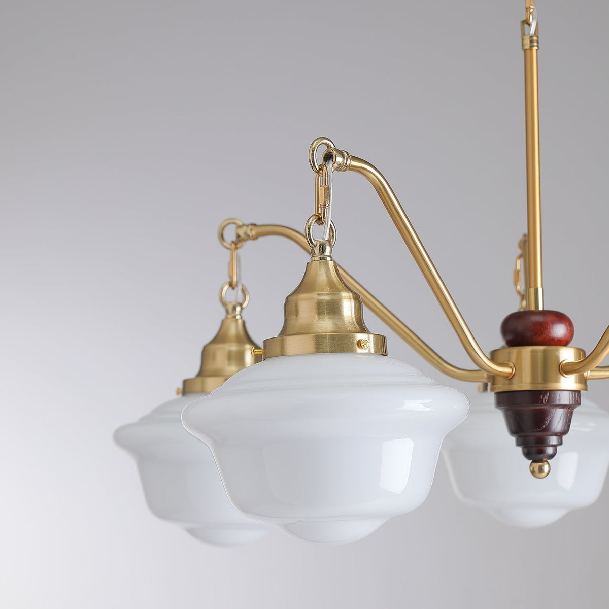 Syloira lampadario ottone legno vetro Smerigliato classico