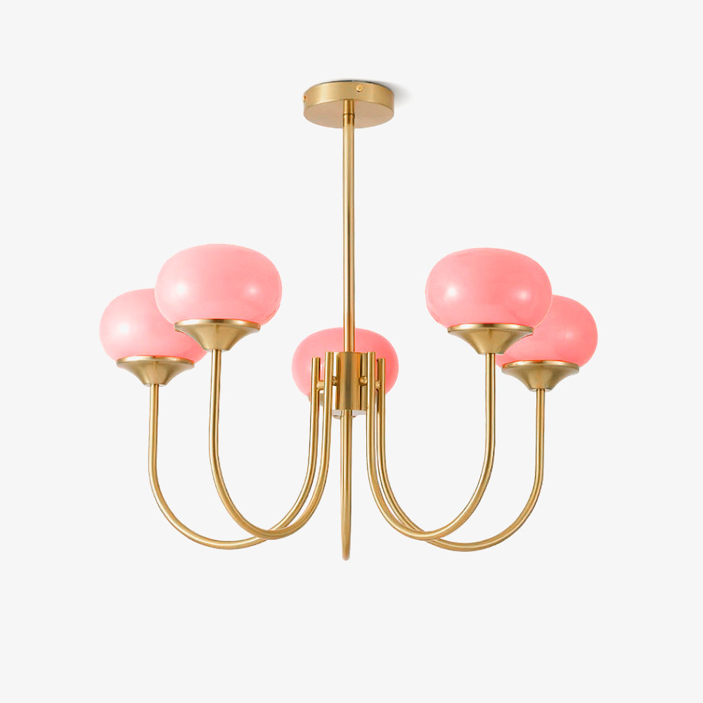 Velenian lampadario globi vetro Rosa Finitura Oro