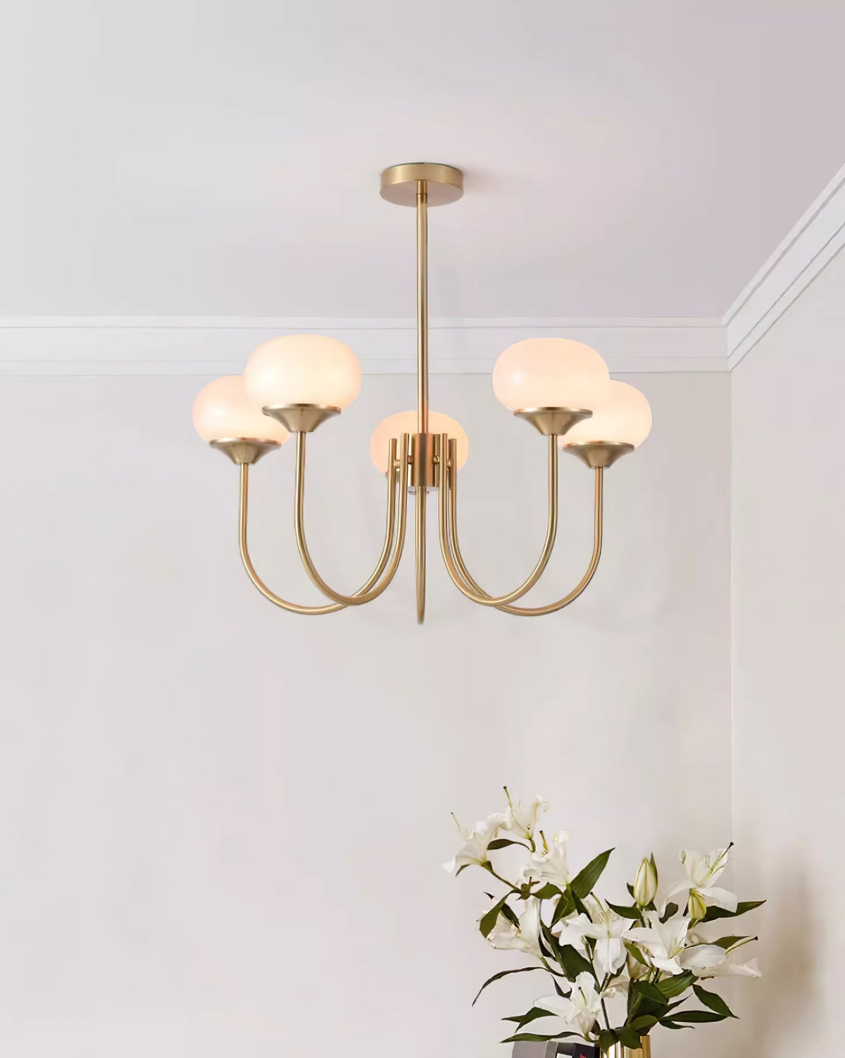 Velenian lampadario globi vetro Rosa Finitura Oro