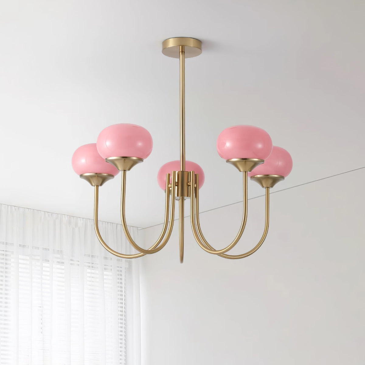 Velenian lampadario globi vetro Rosa Finitura Oro