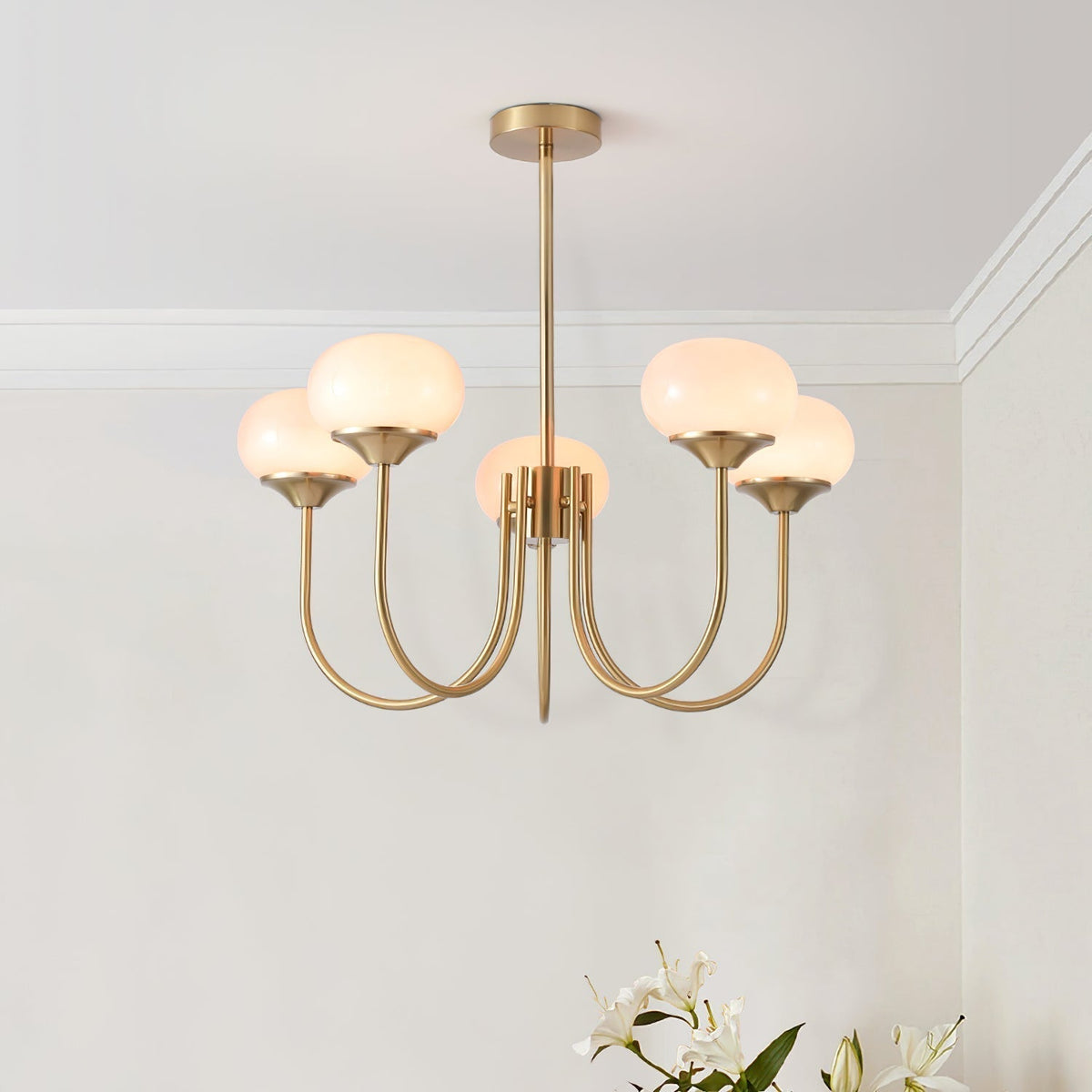 Velenian lampadario globi vetro Rosa Finitura Oro