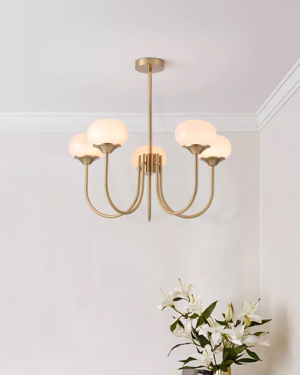 Velenian lampadario globi vetro Rosa Finitura Oro