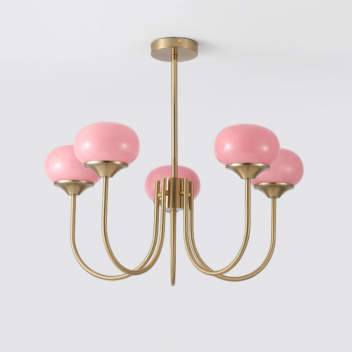 Velenian lampadario globi vetro Rosa Finitura Oro