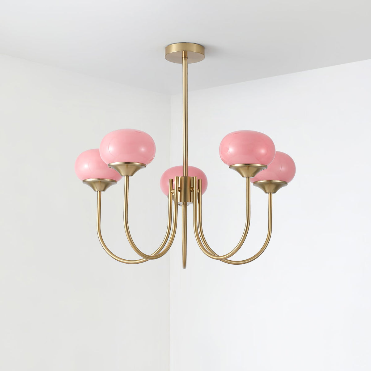 Velenian lampadario globi vetro Rosa Finitura Oro