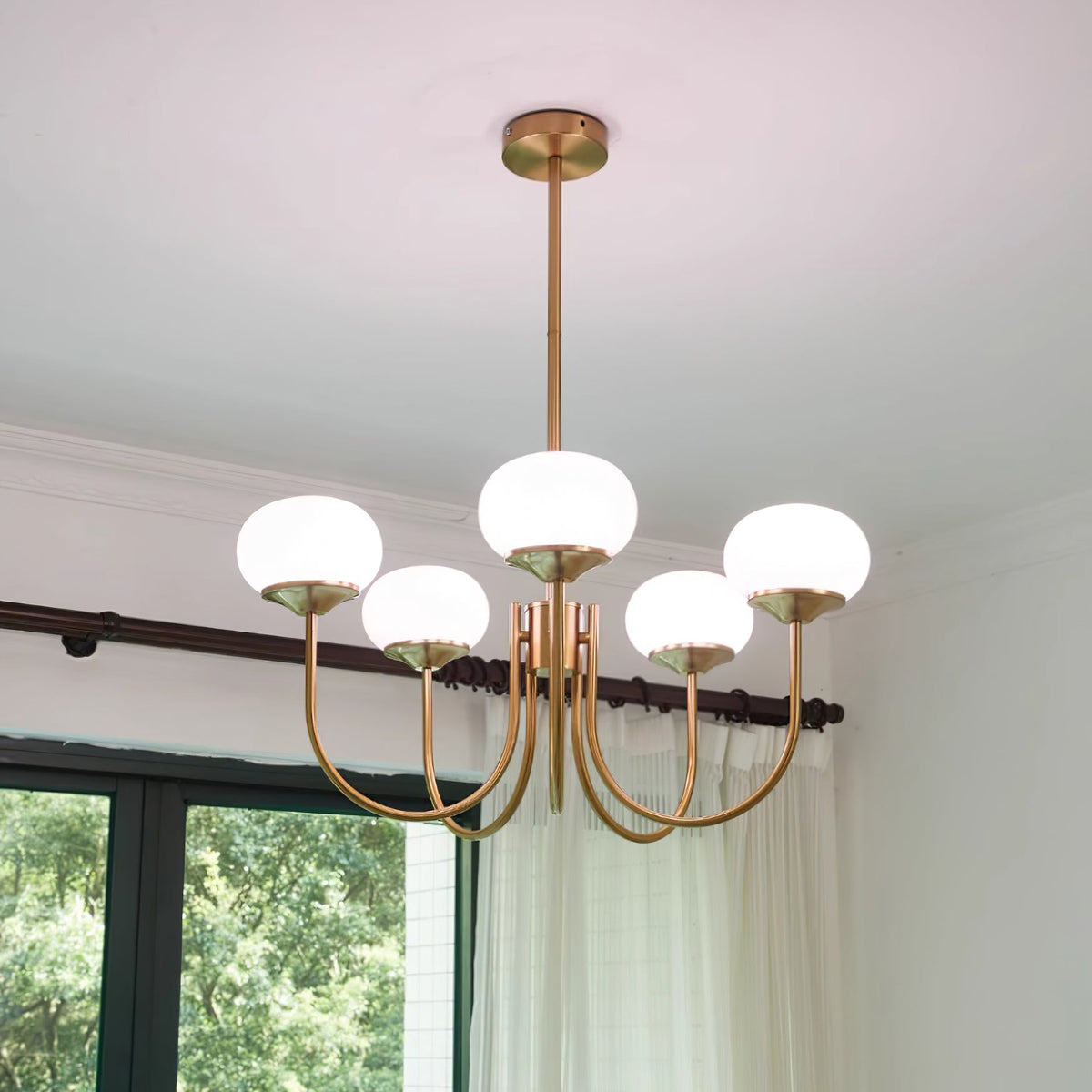 Velenian lampadario globi vetro Rosa Finitura Oro