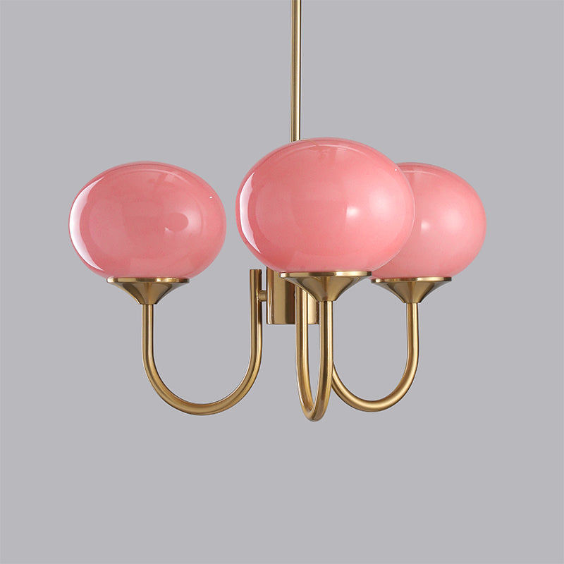Velenian lampadario globi vetro Rosa Finitura Oro