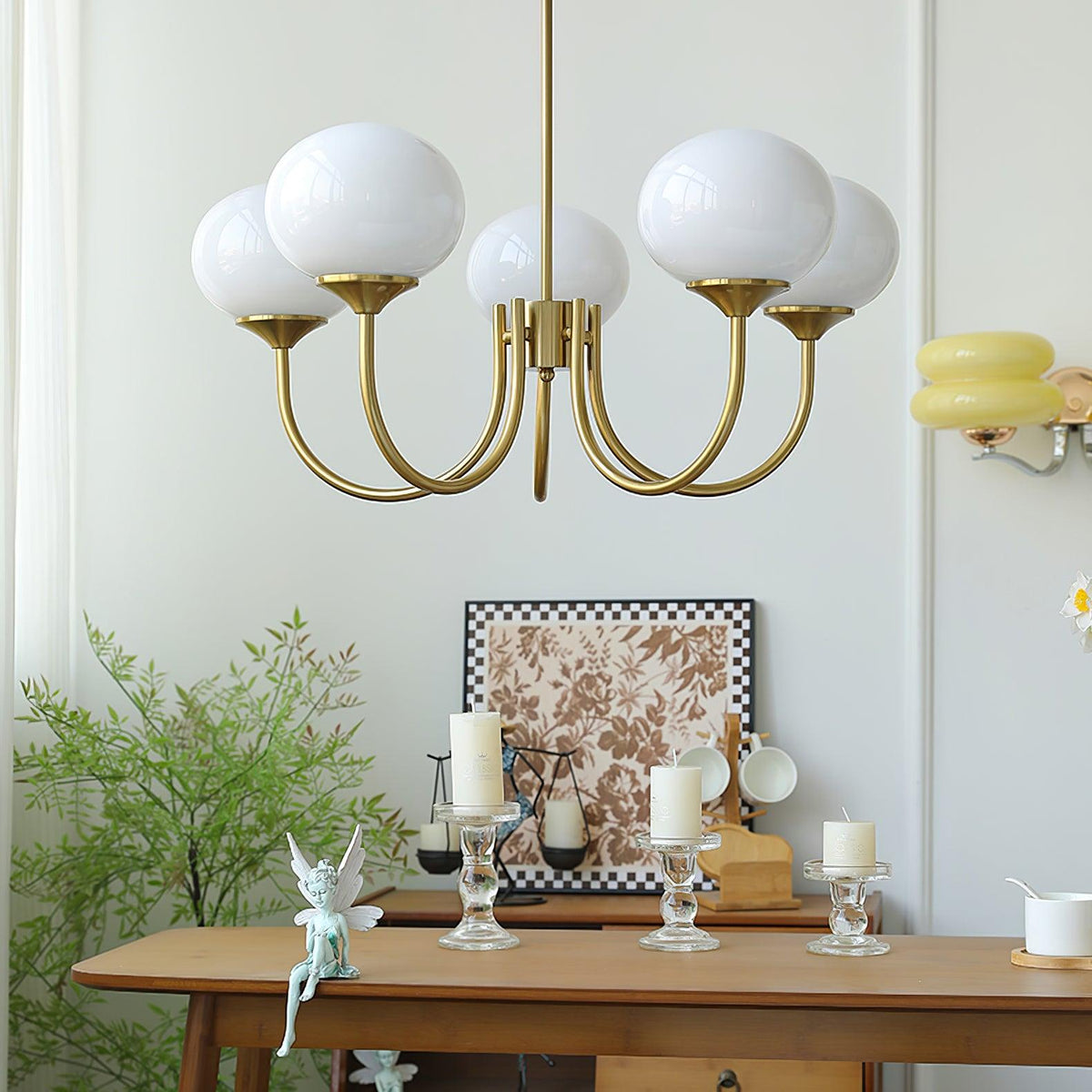 Velenian lampadario globi vetro Rosa Finitura Oro