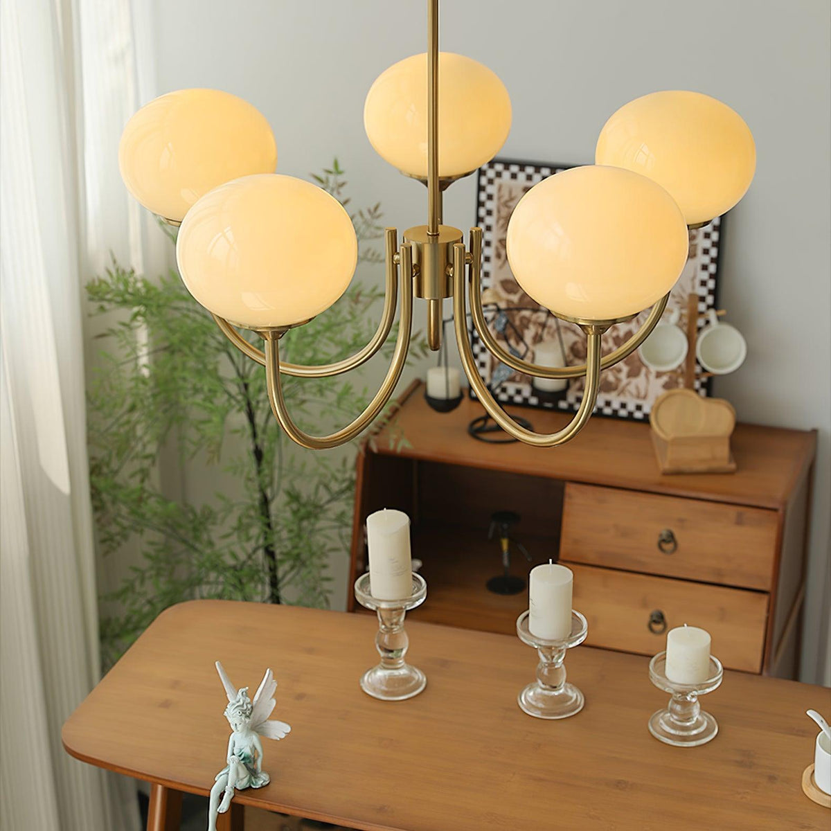 Velenian lampadario globi vetro Rosa Finitura Oro