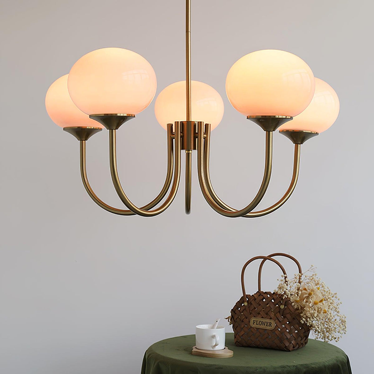 Velenian lampadario globi vetro Rosa Finitura Oro