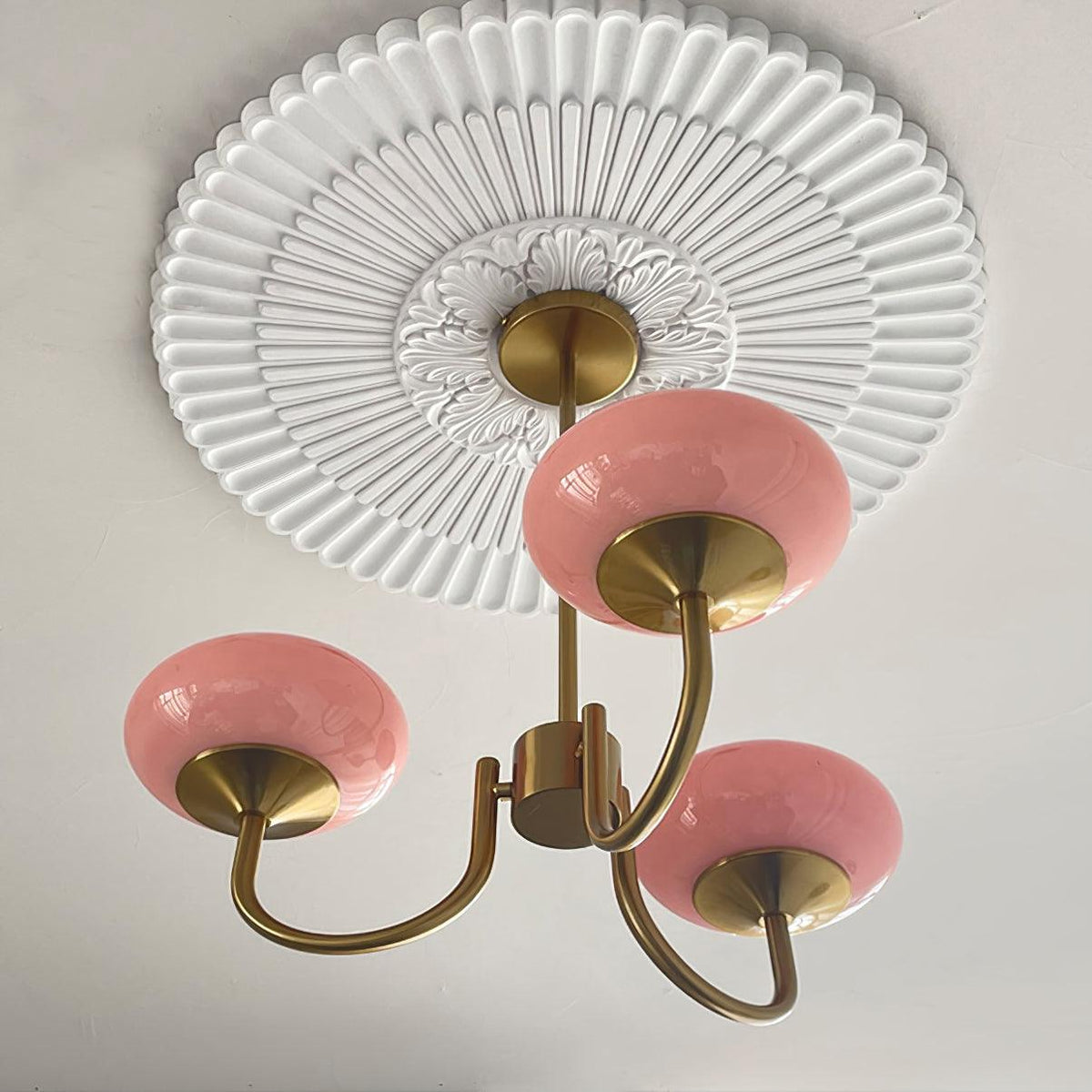 Velenian lampadario globi vetro Rosa Finitura Oro