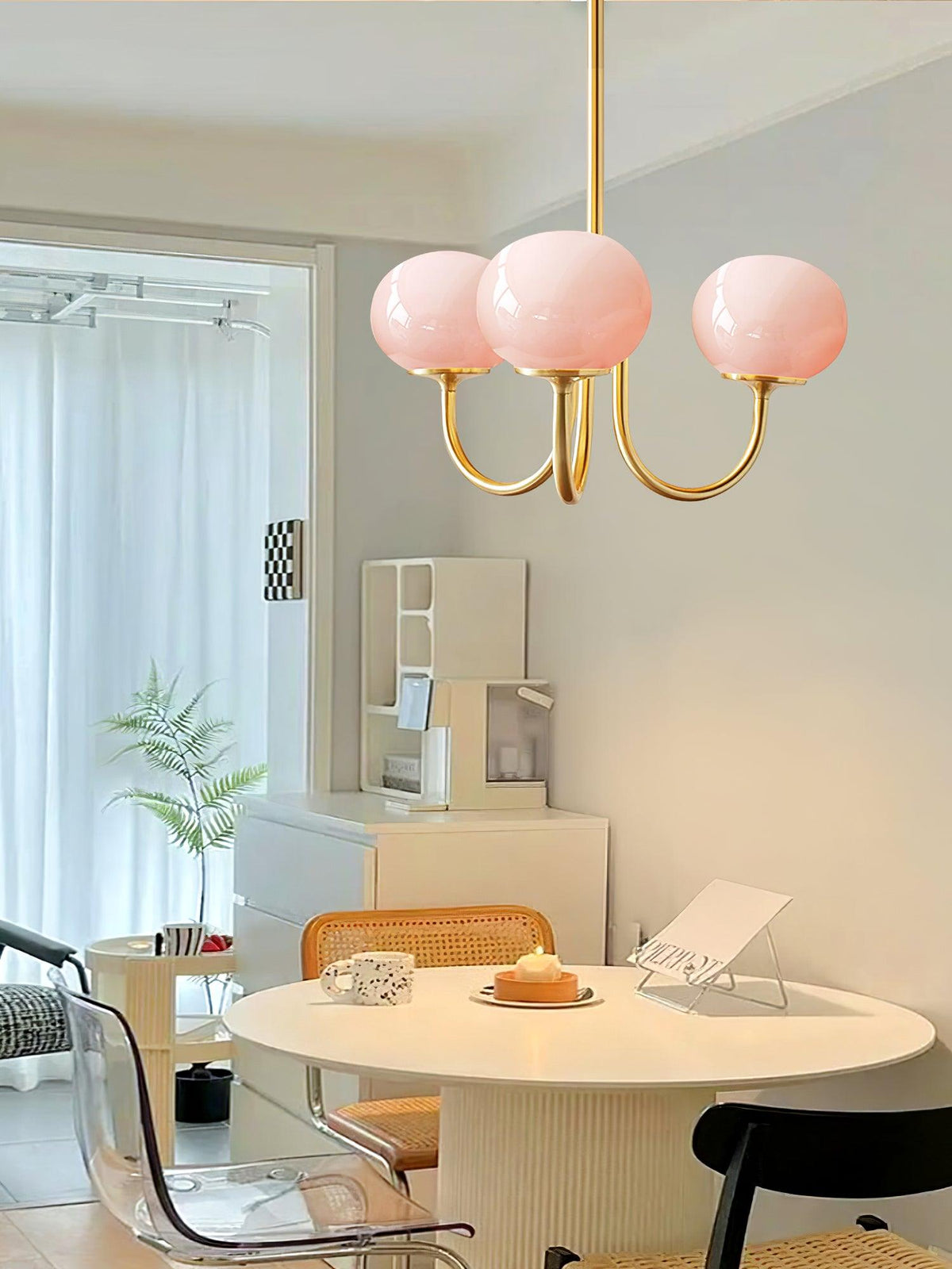 Velenian lampadario globi vetro Rosa Finitura Oro