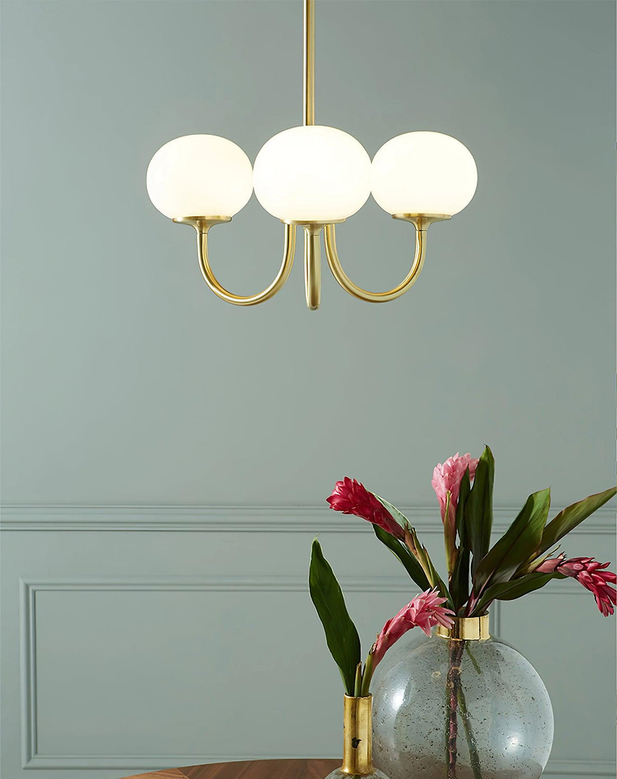 Velenian lampadario globi vetro Rosa Finitura Oro