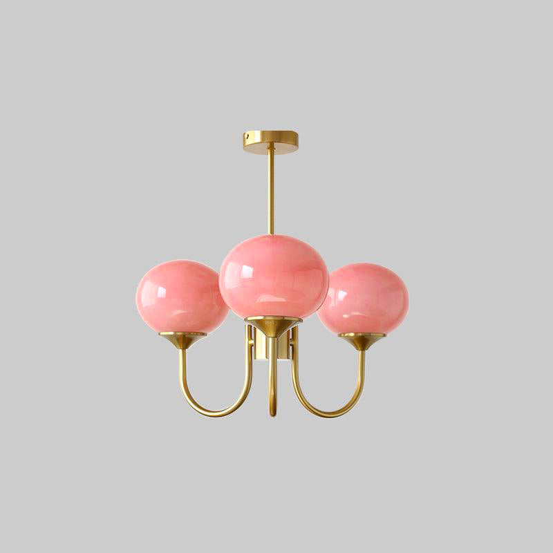 Velenian lampadario globi vetro Rosa Finitura Oro
