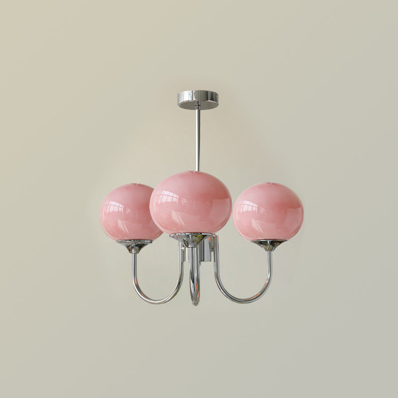 Velenian lampadario globi vetro Rosa Finitura Oro