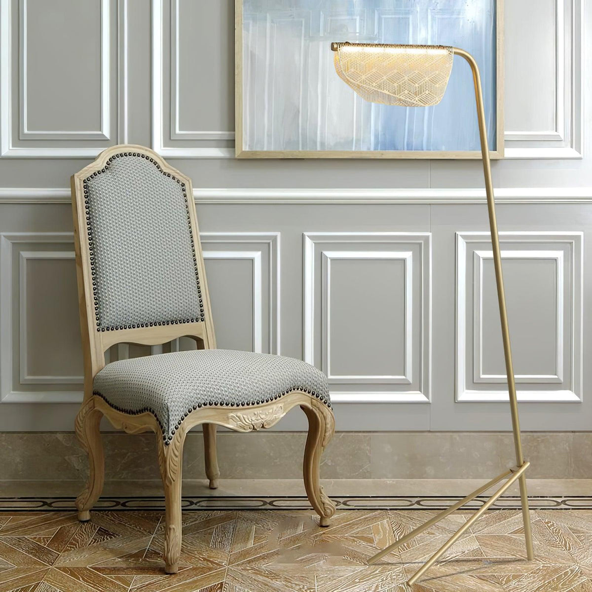 Triad Oro lampada da terra Geometrica