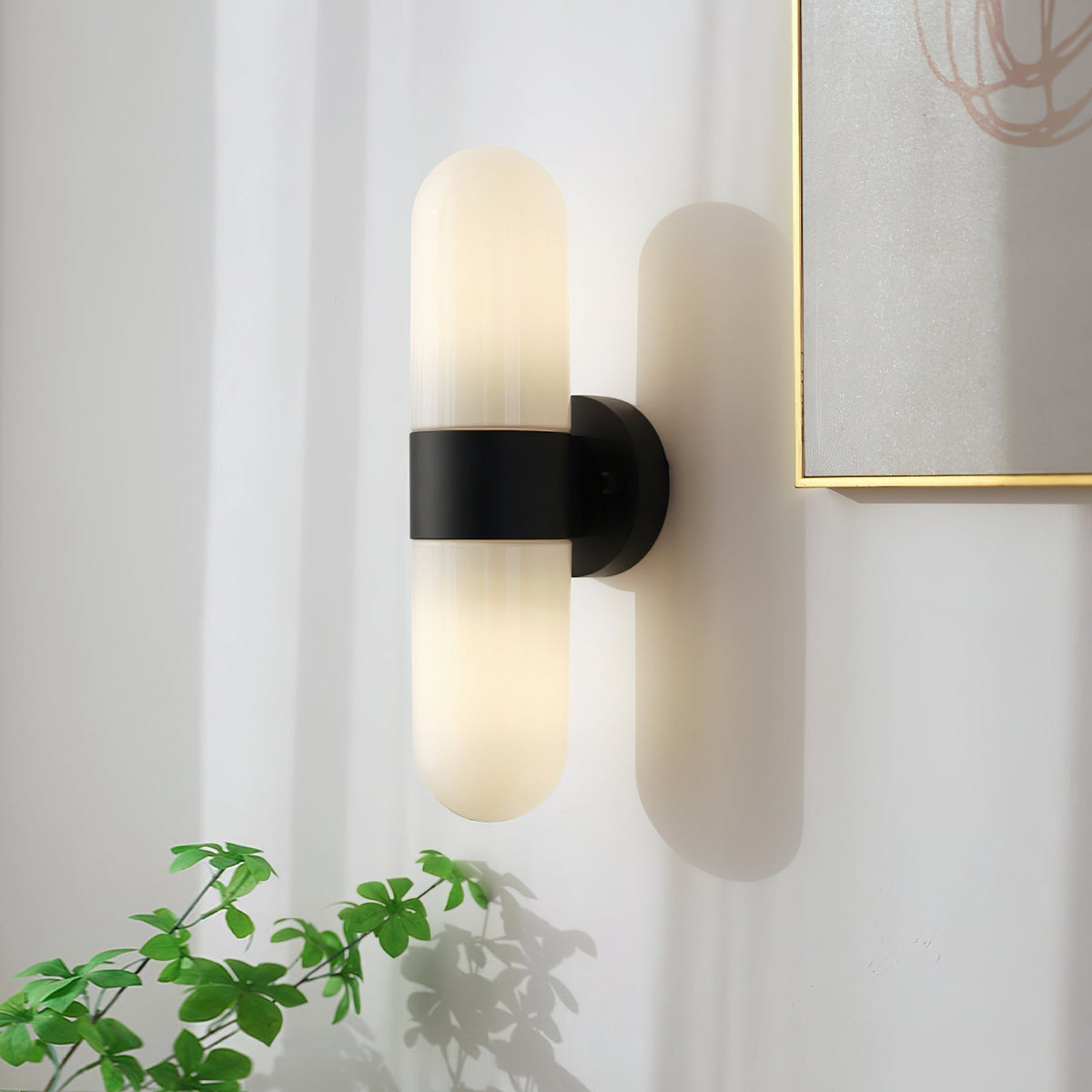 Lampada da parete in metallo e vetro, stile moderno minimalista verticale per camera da letto