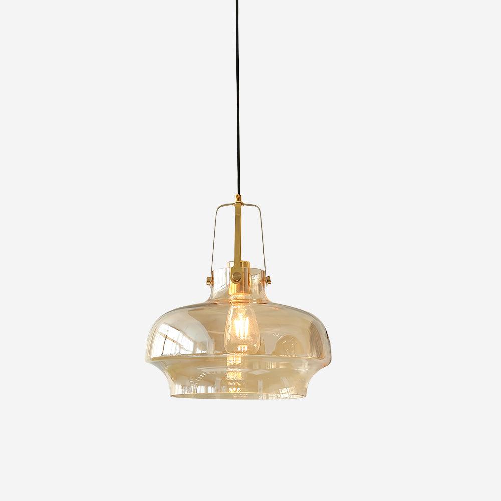 Liorarise lampada a sospensione in vetro Ambrato con Finiture in ottone