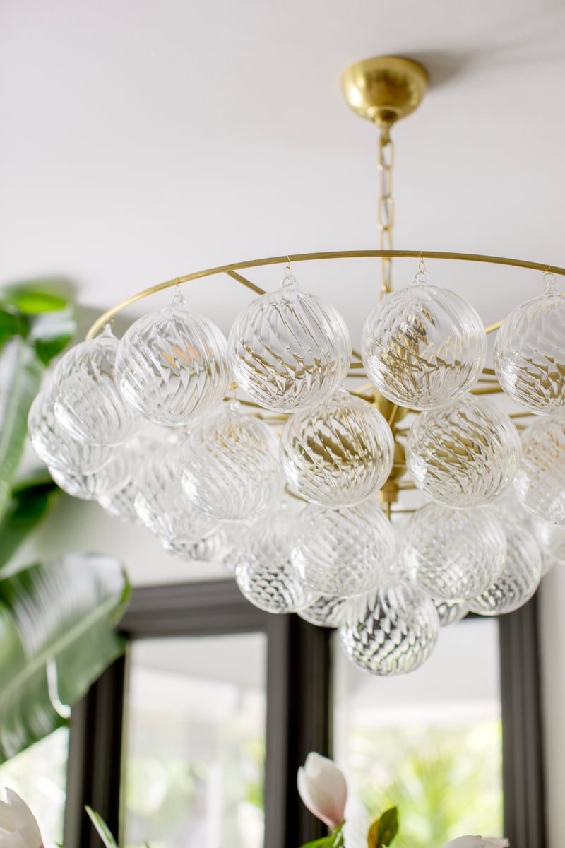 Velineon lampadario sfera in vetro Trasparente ottone Antico elegante
