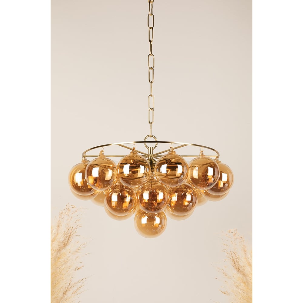 Velineon lampadario sfera in vetro Trasparente ottone Antico elegante