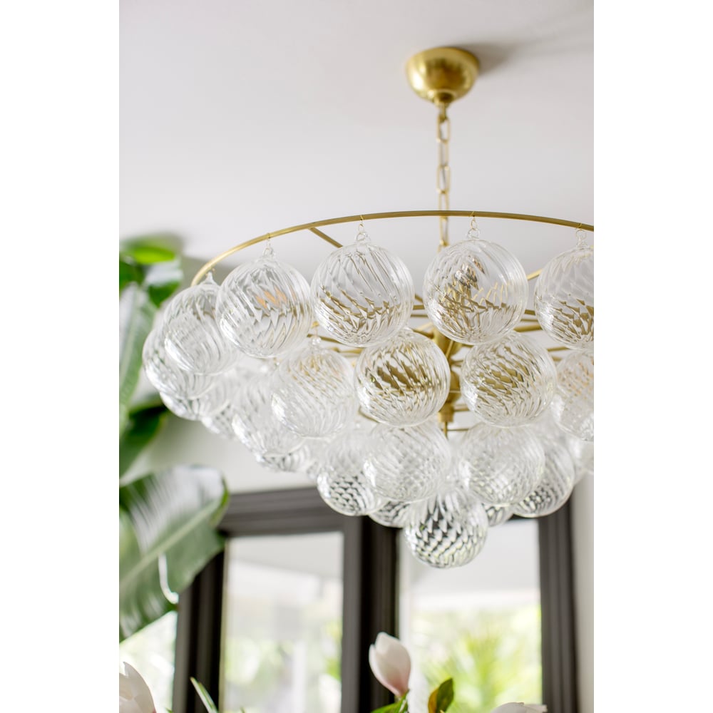 Velineon lampadario sfera in vetro Trasparente ottone Antico elegante