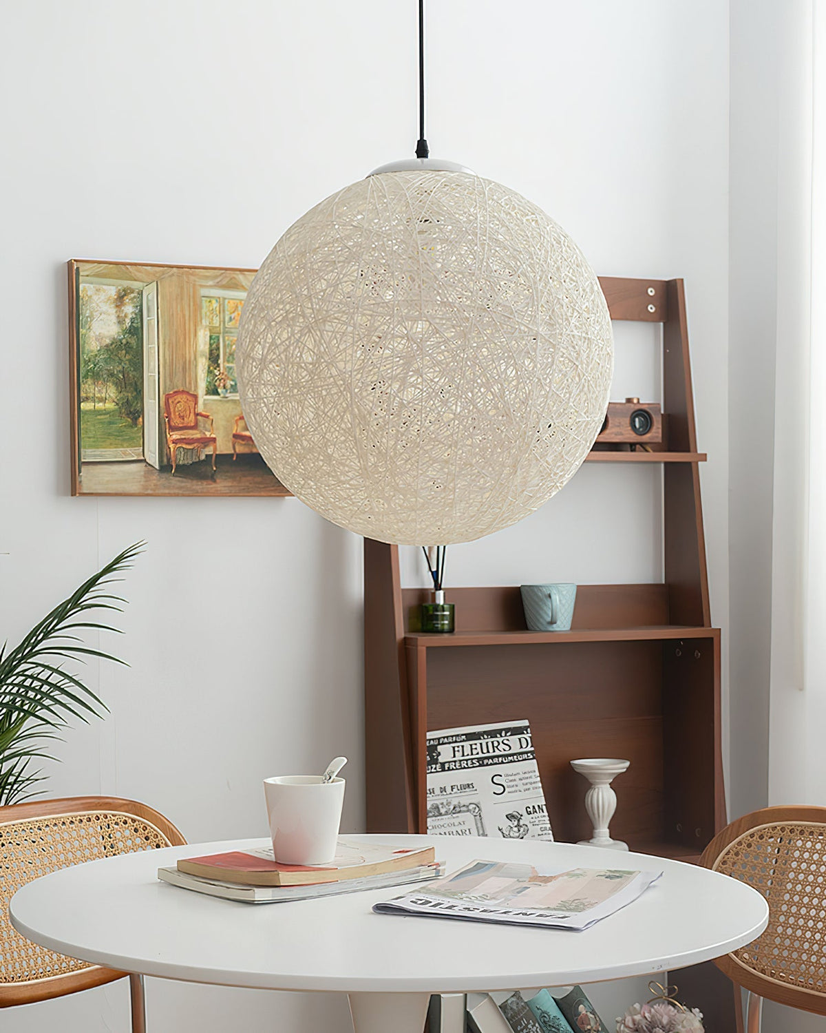 Rovira lampada a sospensione Canapa Intrecciata sfera Bohemian