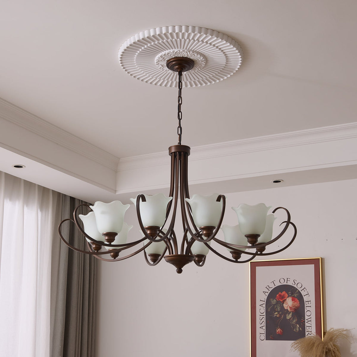 Nydorisra Elegance vintage lampadario in vetro con Motivo Florale floreale