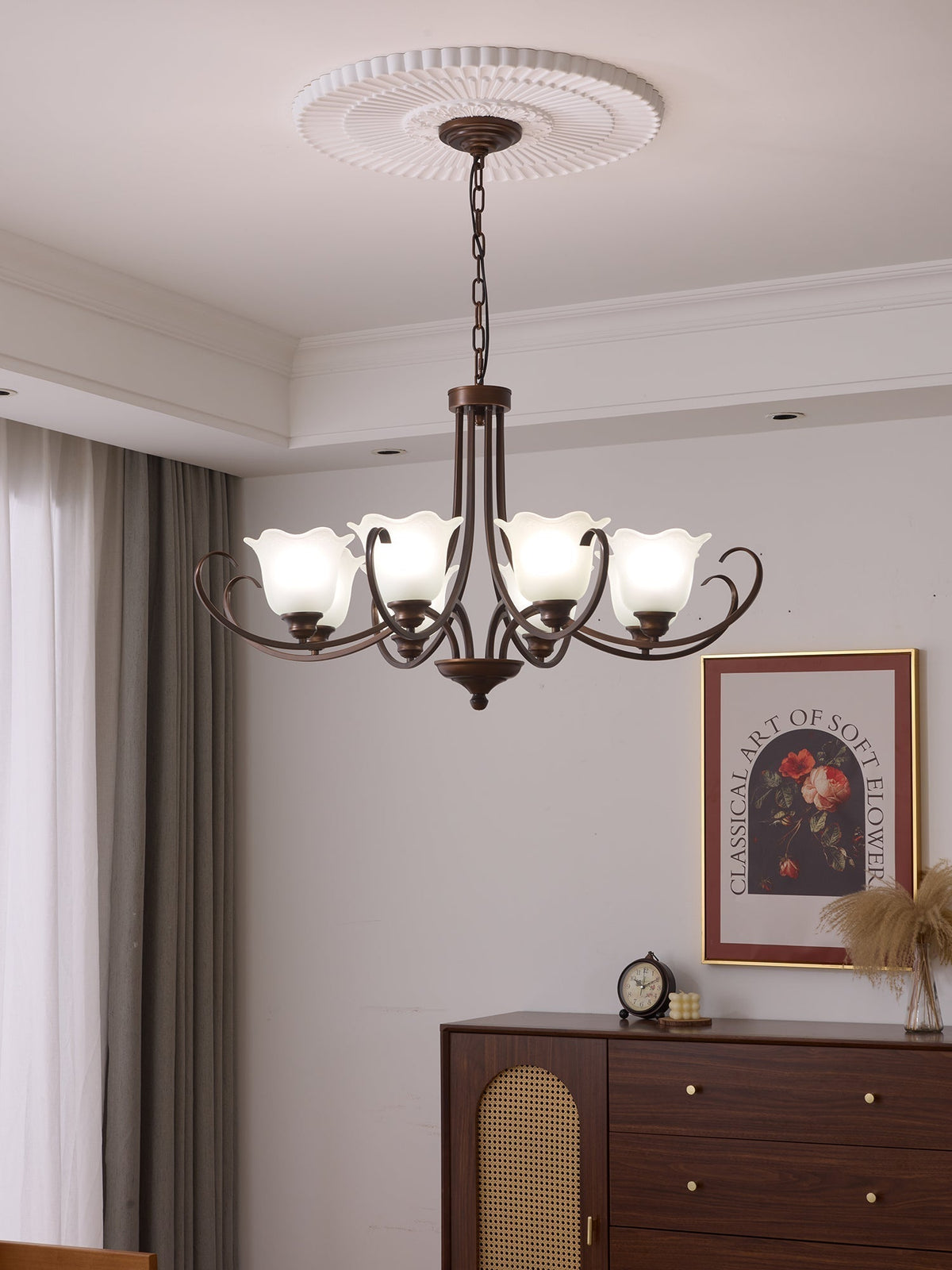 Nydorisra Elegance vintage lampadario in vetro con Motivo Florale floreale