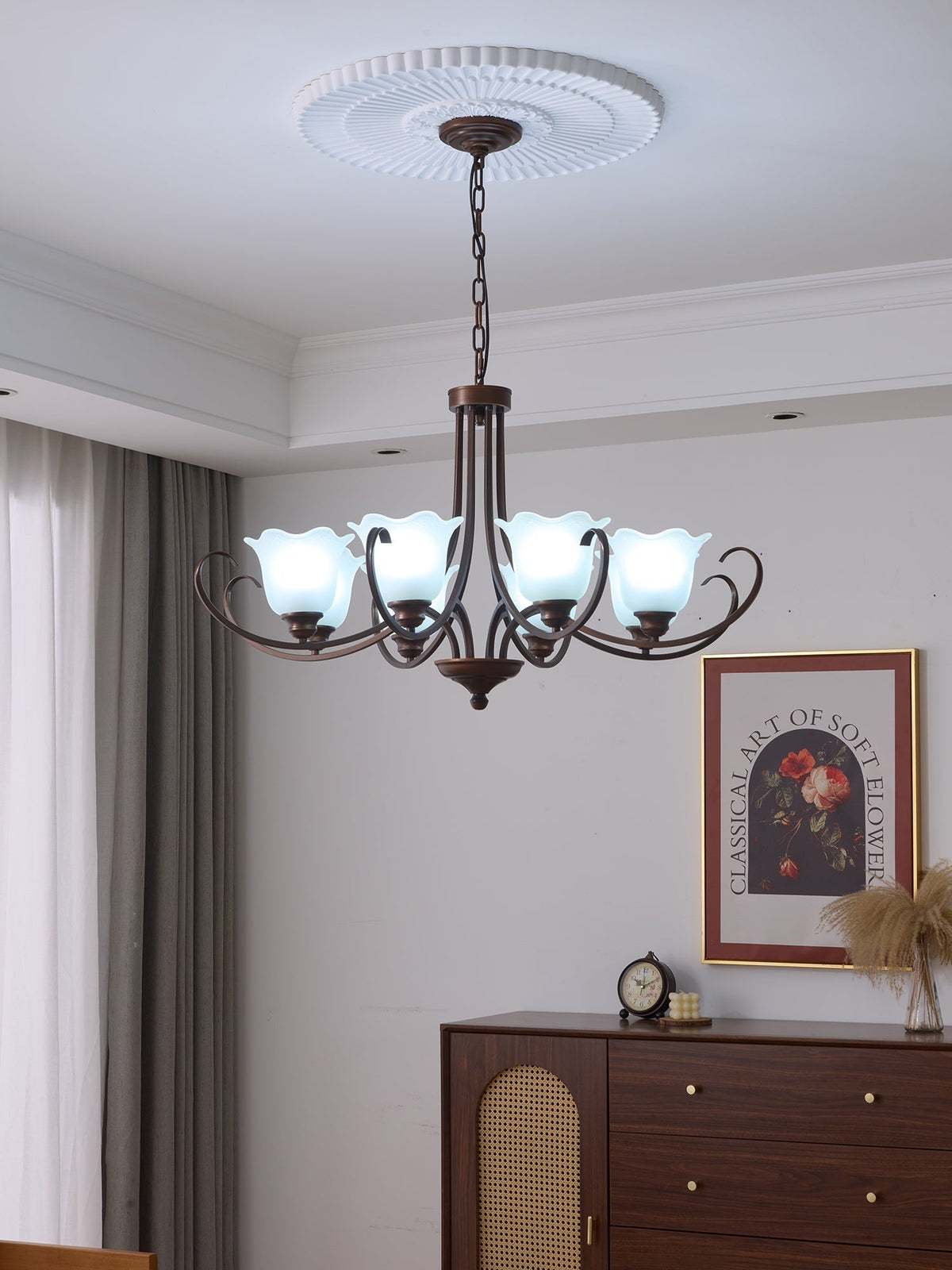 Nydorisra Elegance vintage lampadario in vetro con Motivo Florale floreale