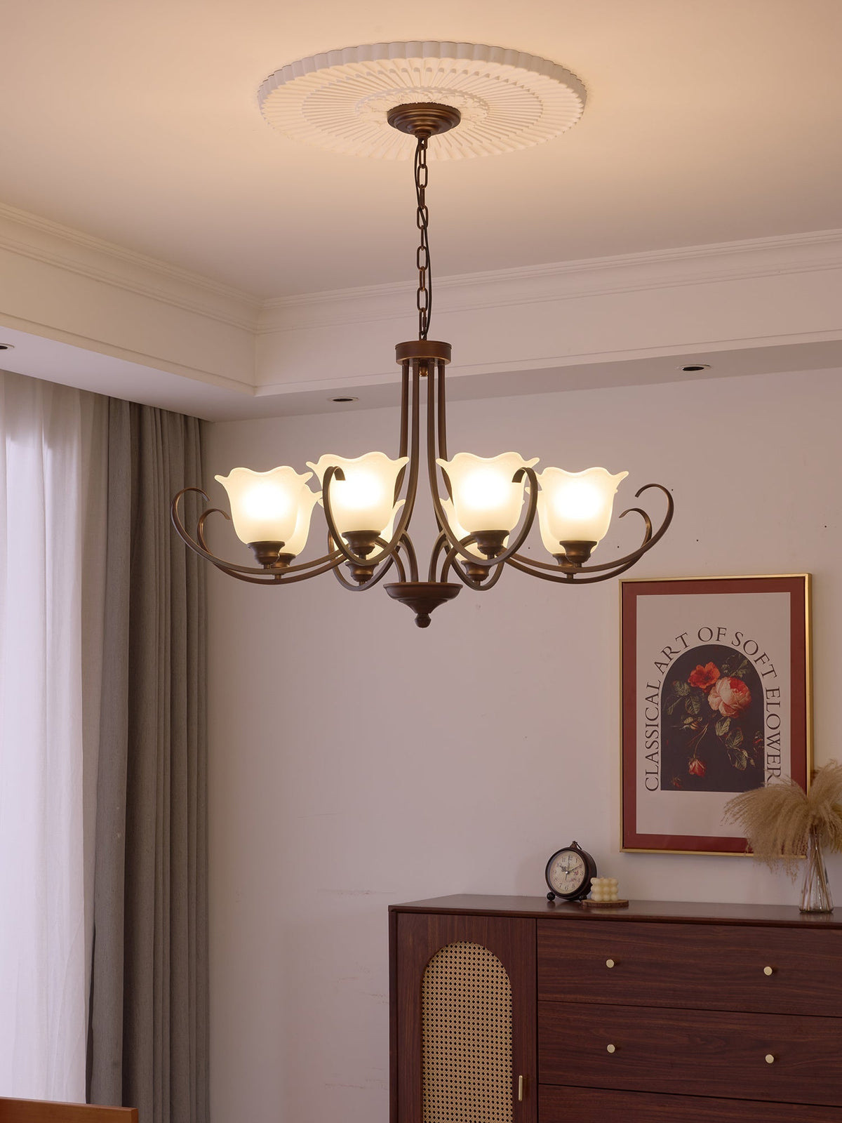 Nydorisra Elegance vintage lampadario in vetro con Motivo Florale floreale