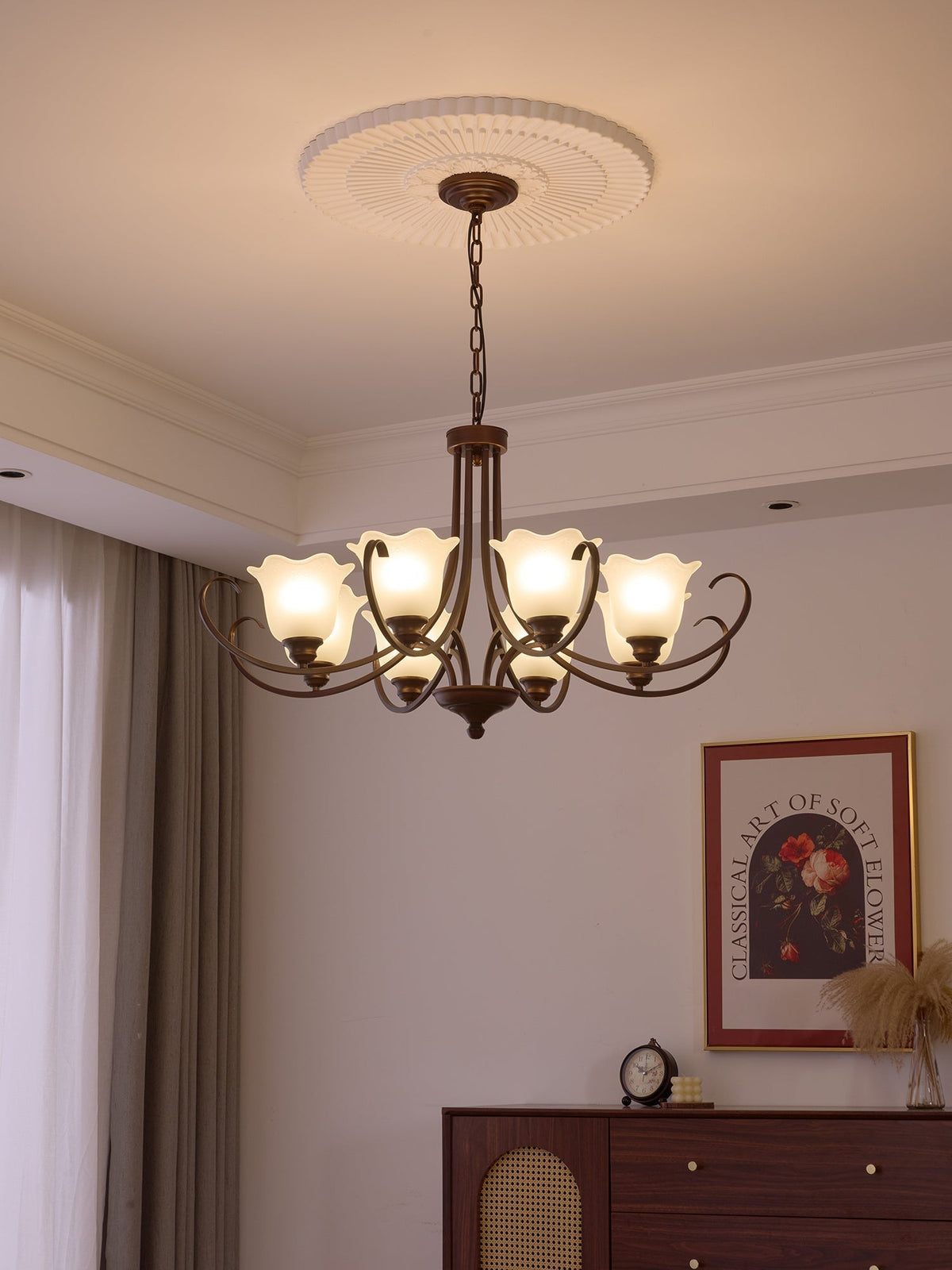 Nydorisra Elegance vintage lampadario in vetro con Motivo Florale floreale