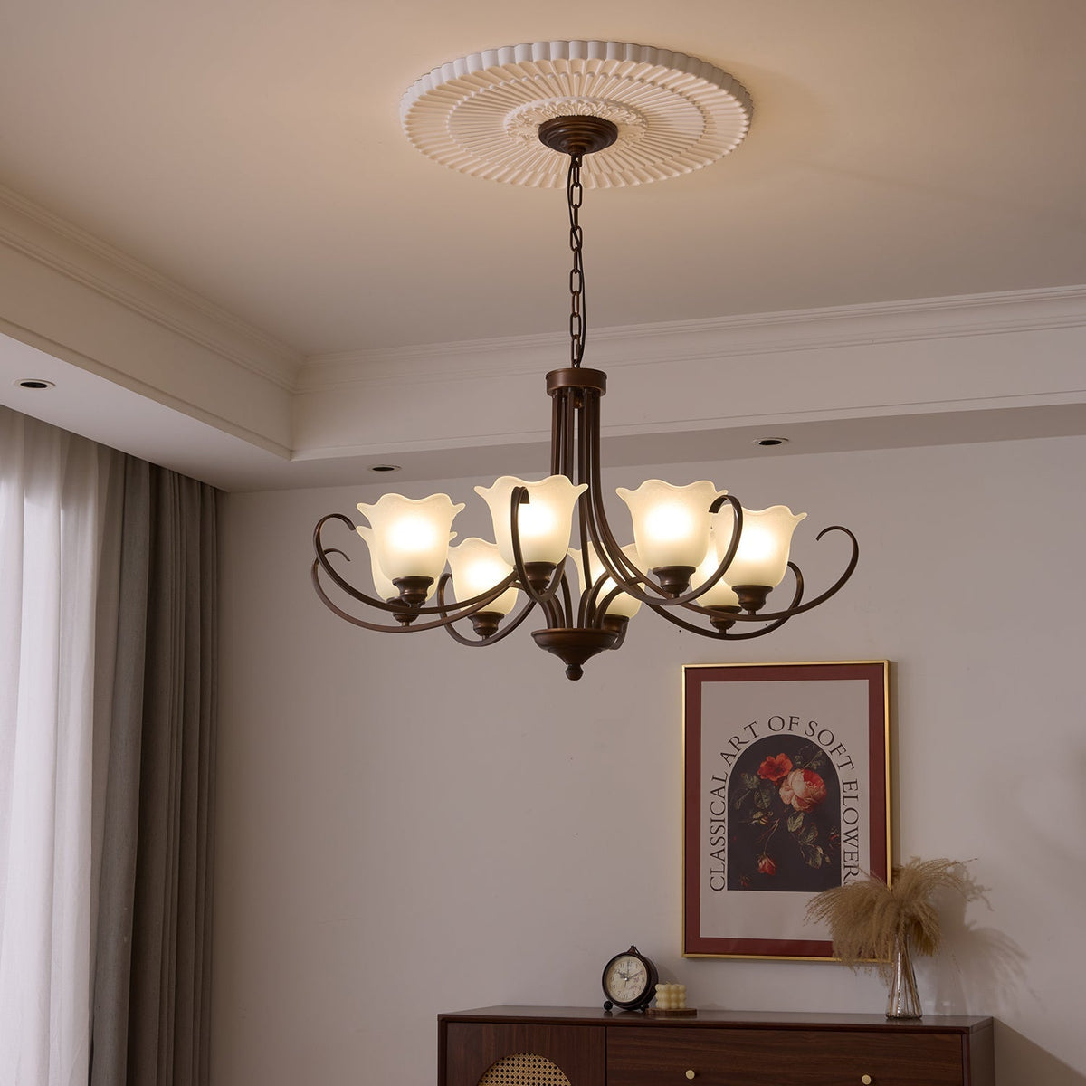 Nydorisra Elegance vintage lampadario in vetro con Motivo Florale floreale