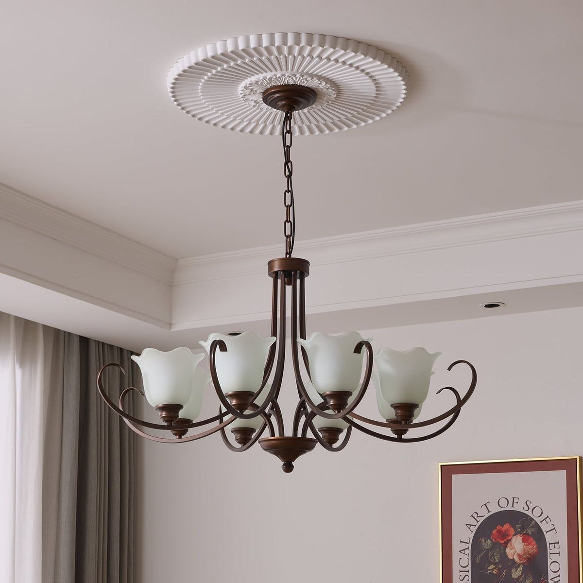 Nydorisra Elegance vintage lampadario in vetro con Motivo Florale floreale