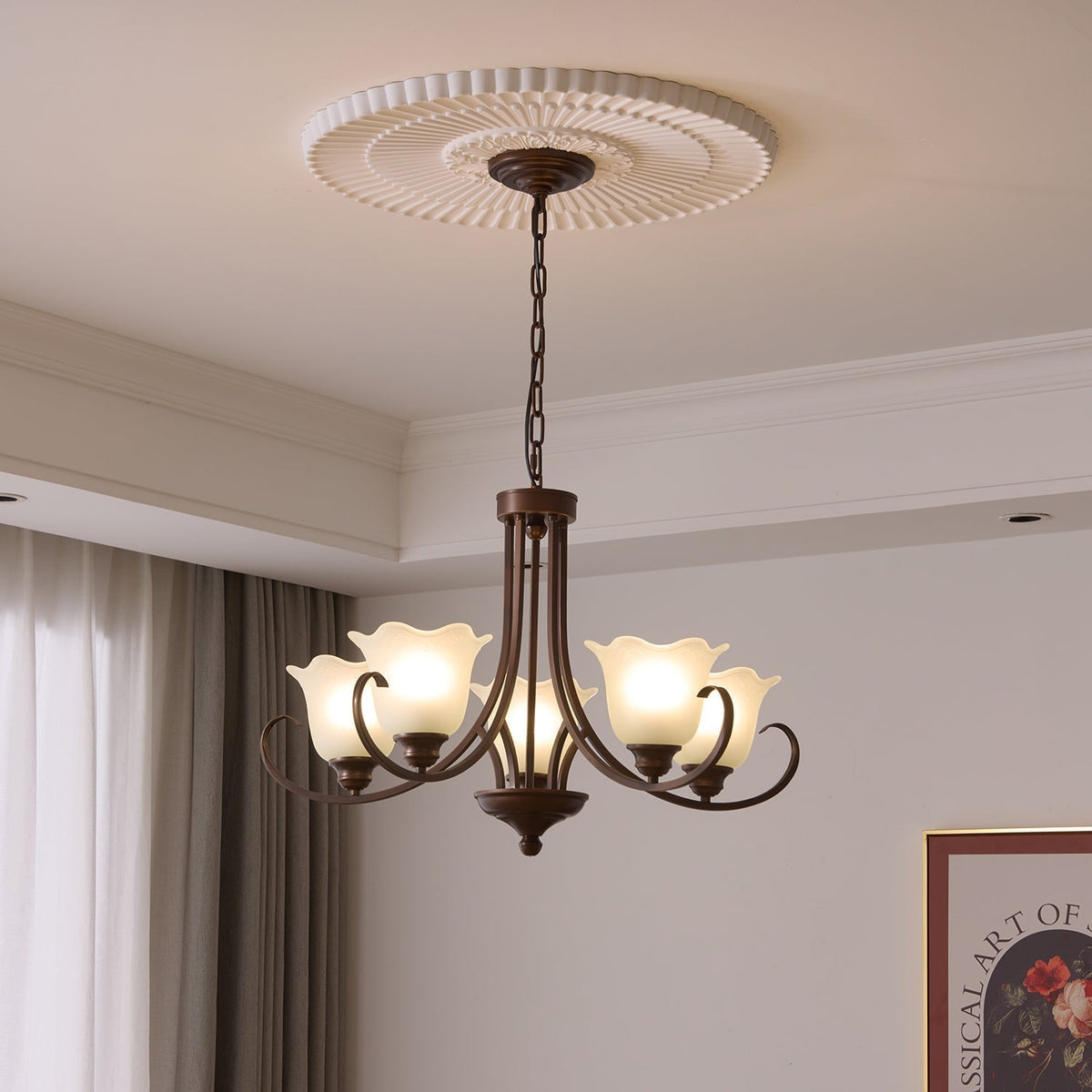 Nydorisra Elegance vintage lampadario in vetro con Motivo Florale floreale