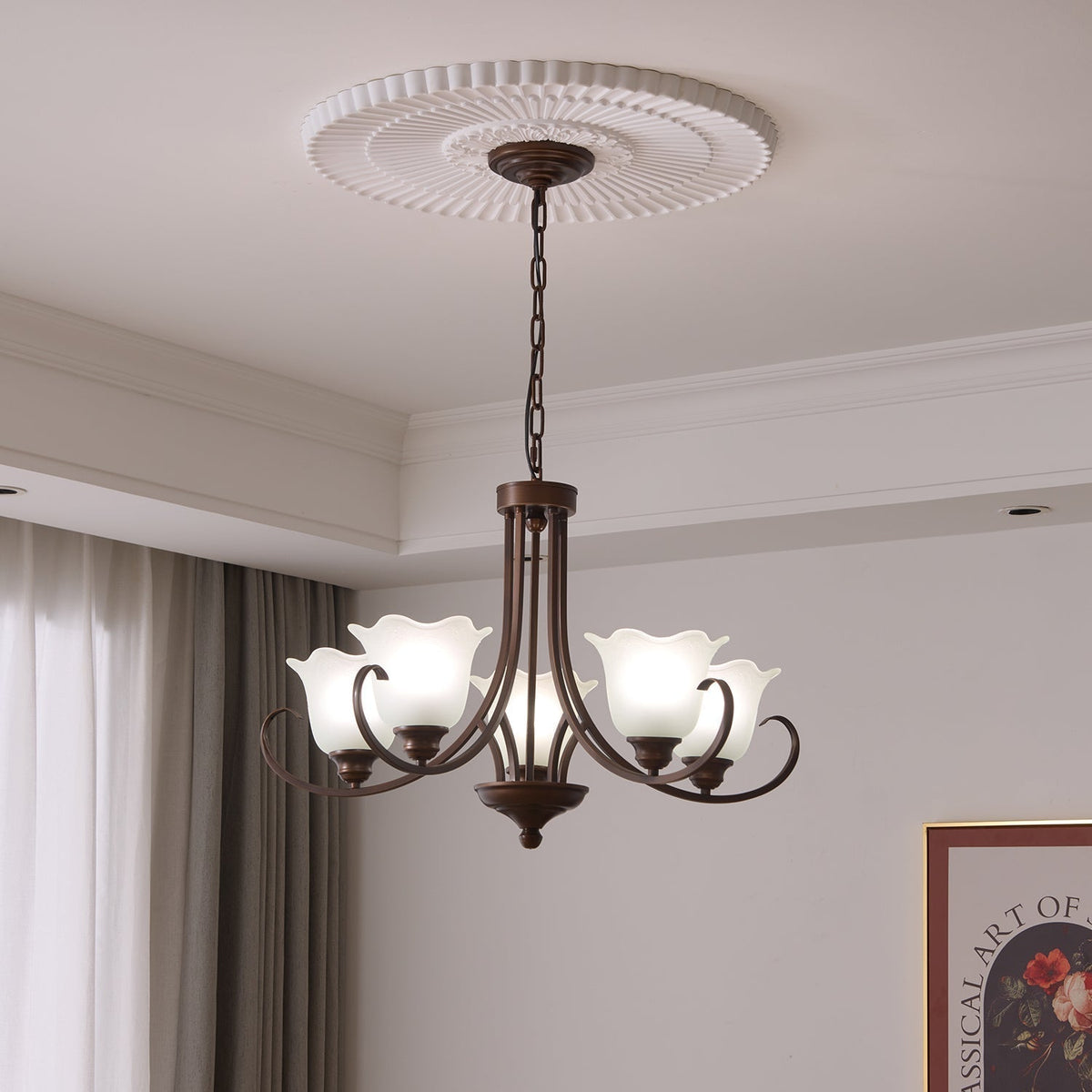Nydorisra Elegance vintage lampadario in vetro con Motivo Florale floreale