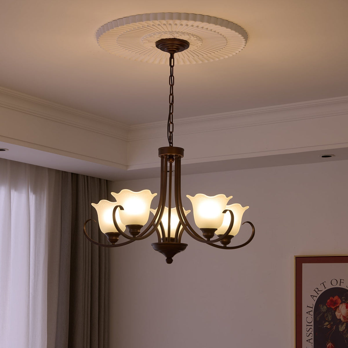 Nydorisra Elegance vintage lampadario in vetro con Motivo Florale floreale