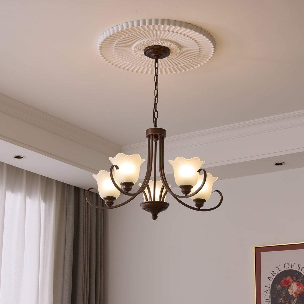 Nydorisra Elegance vintage lampadario in vetro con Motivo Florale floreale