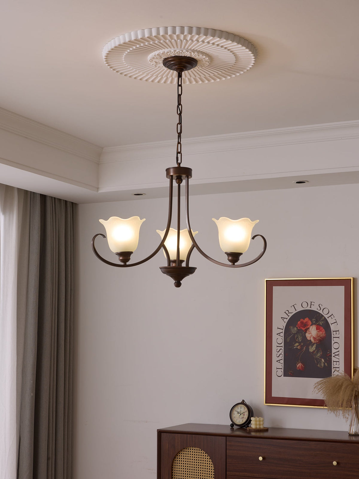 Nydorisra Elegance vintage lampadario in vetro con Motivo Florale floreale
