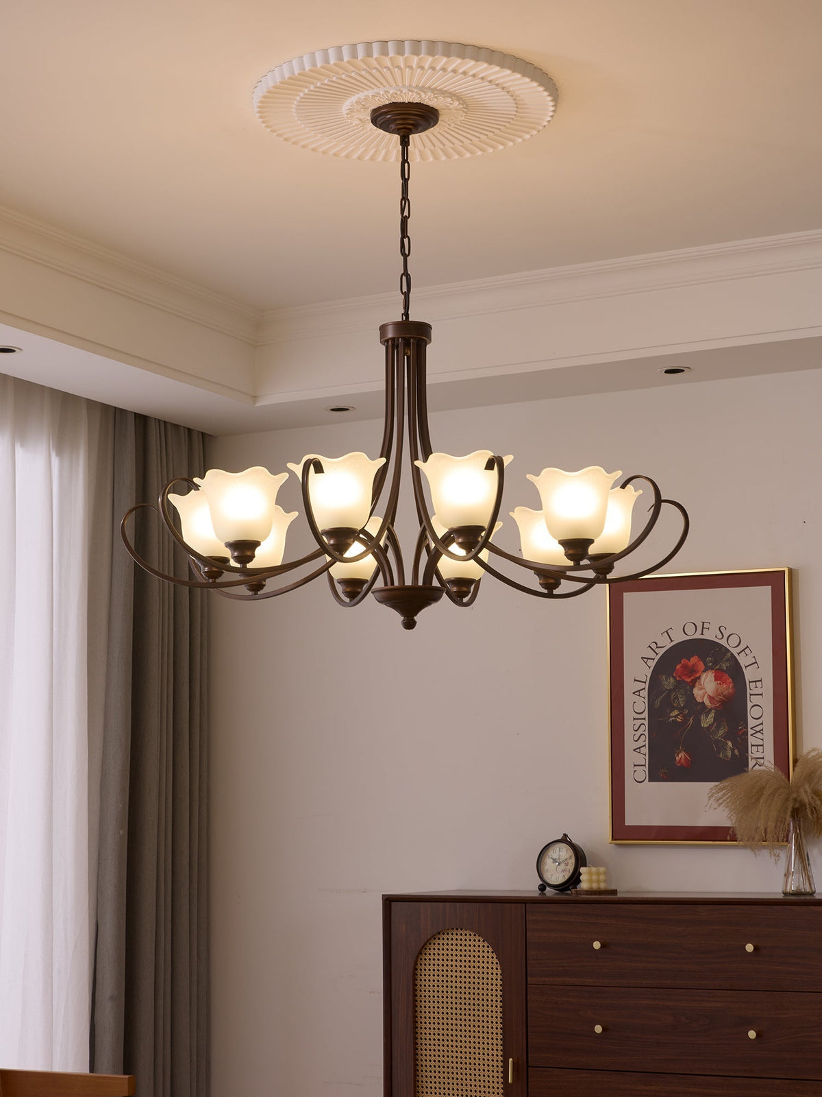 Nydorisra Elegance vintage lampadario in vetro con Motivo Florale floreale