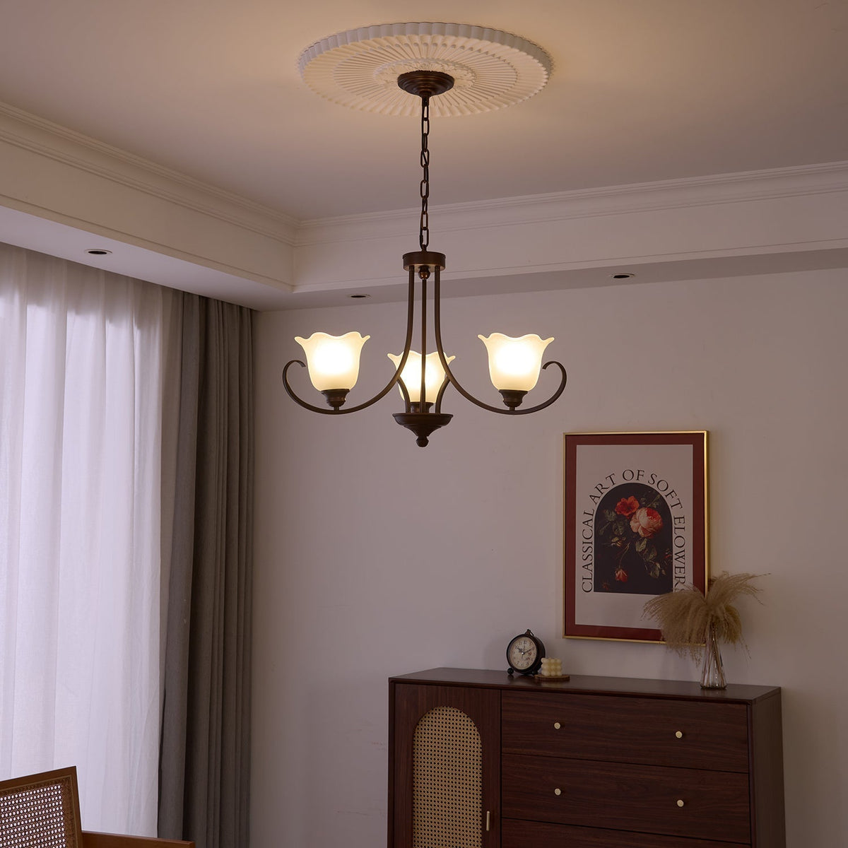 Nydorisra Elegance vintage lampadario in vetro con Motivo Florale floreale