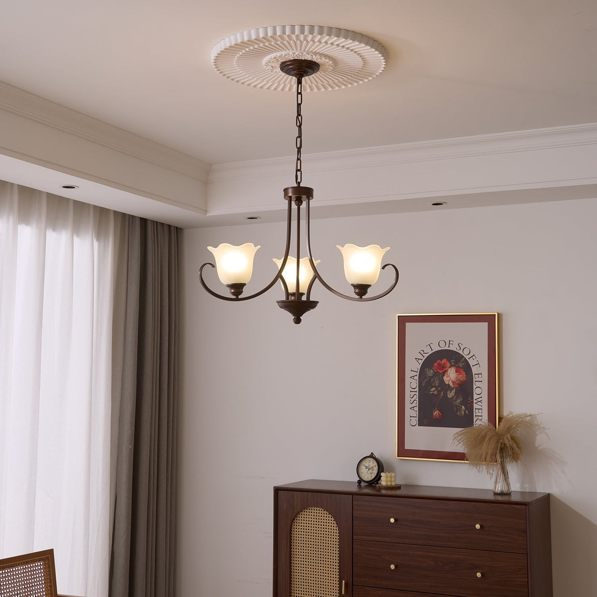 Nydorisra Elegance vintage lampadario in vetro con Motivo Florale floreale