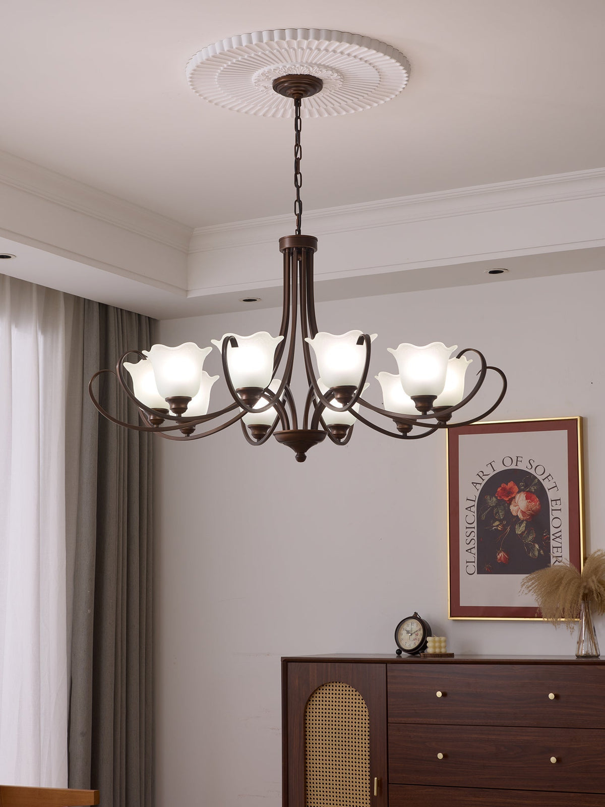 Nydorisra Elegance vintage lampadario in vetro con Motivo Florale floreale