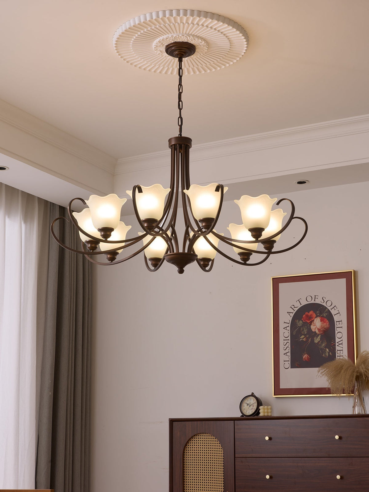Nydorisra Elegance vintage lampadario in vetro con Motivo Florale floreale