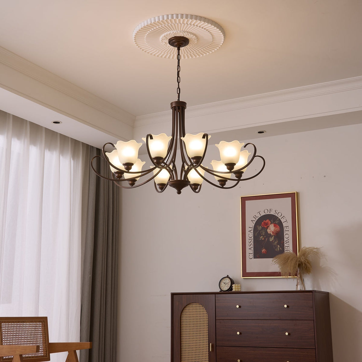 Nydorisra Elegance vintage lampadario in vetro con Motivo Florale floreale