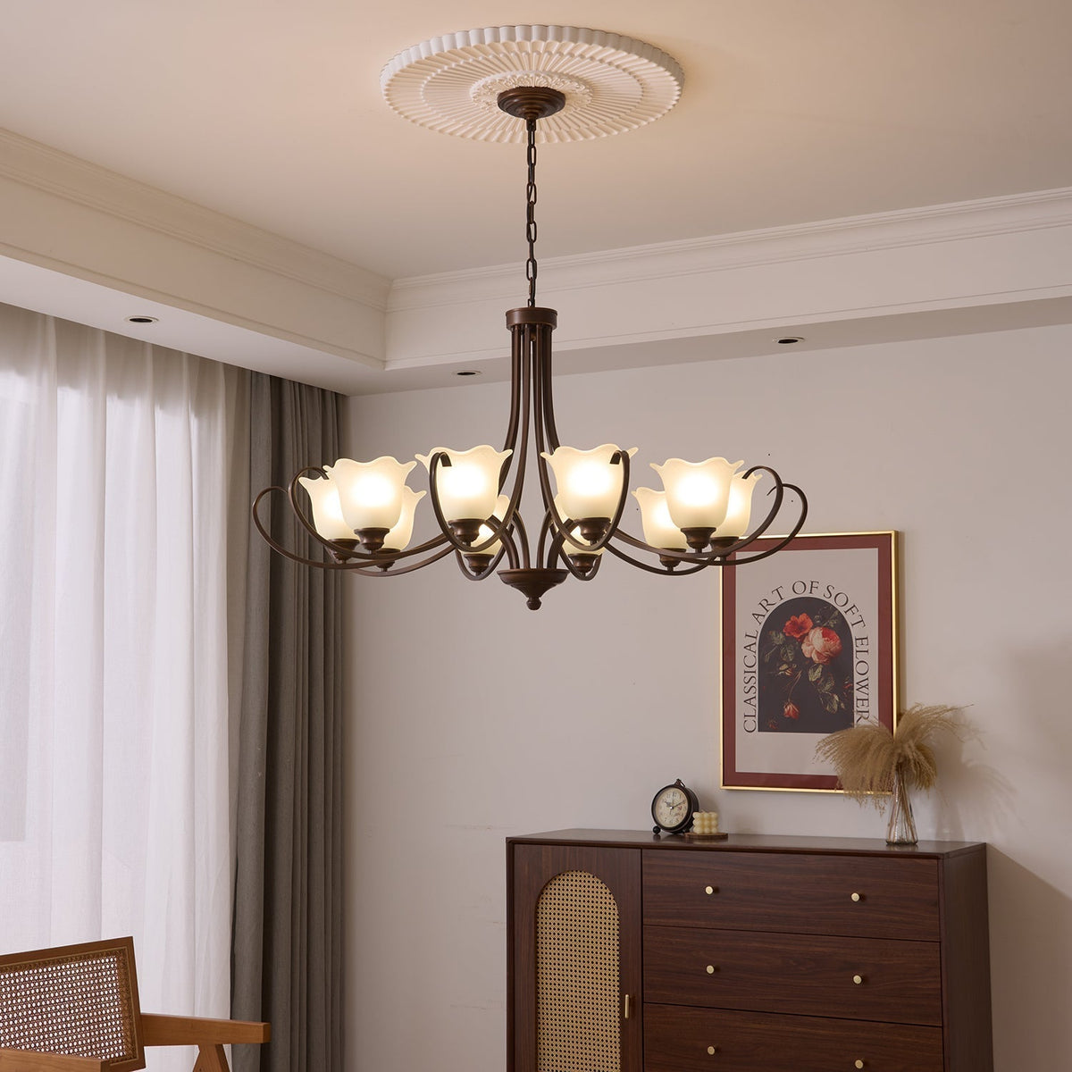 Nydorisra Elegance vintage lampadario in vetro con Motivo Florale floreale