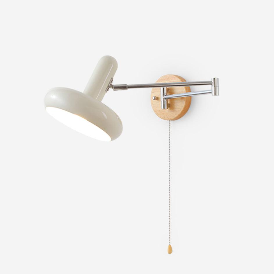 Lampada da parete a braccio girevole con paralume arrotondato e catena di estrazione, stile moderno retrò