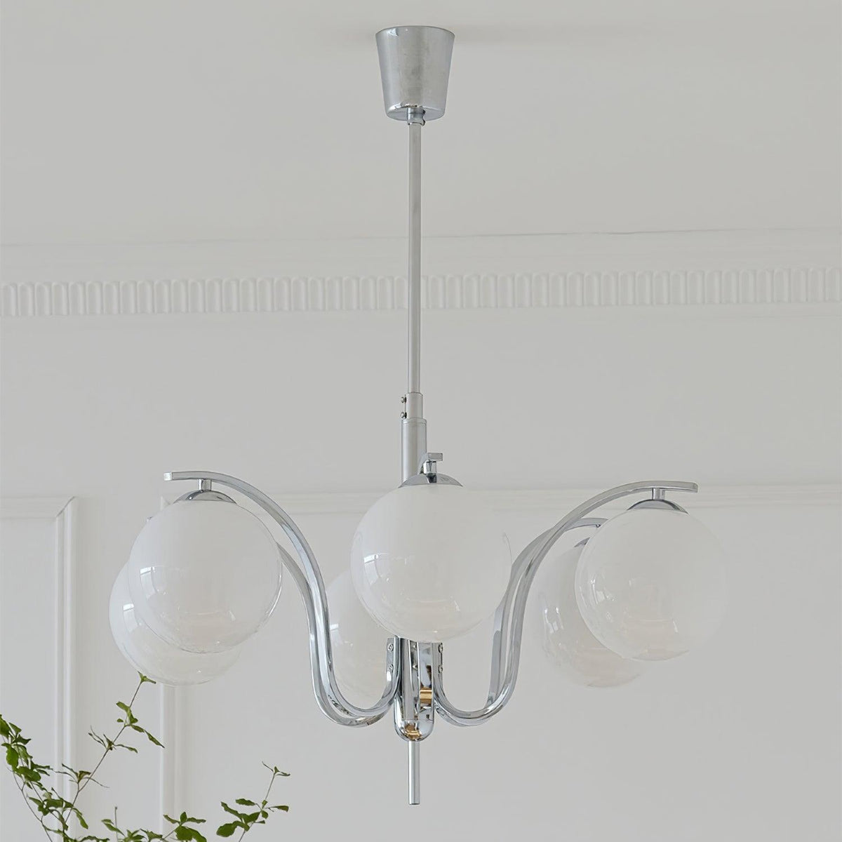 Eiroaria lampadario in vetro cromato Modo Deco elegante