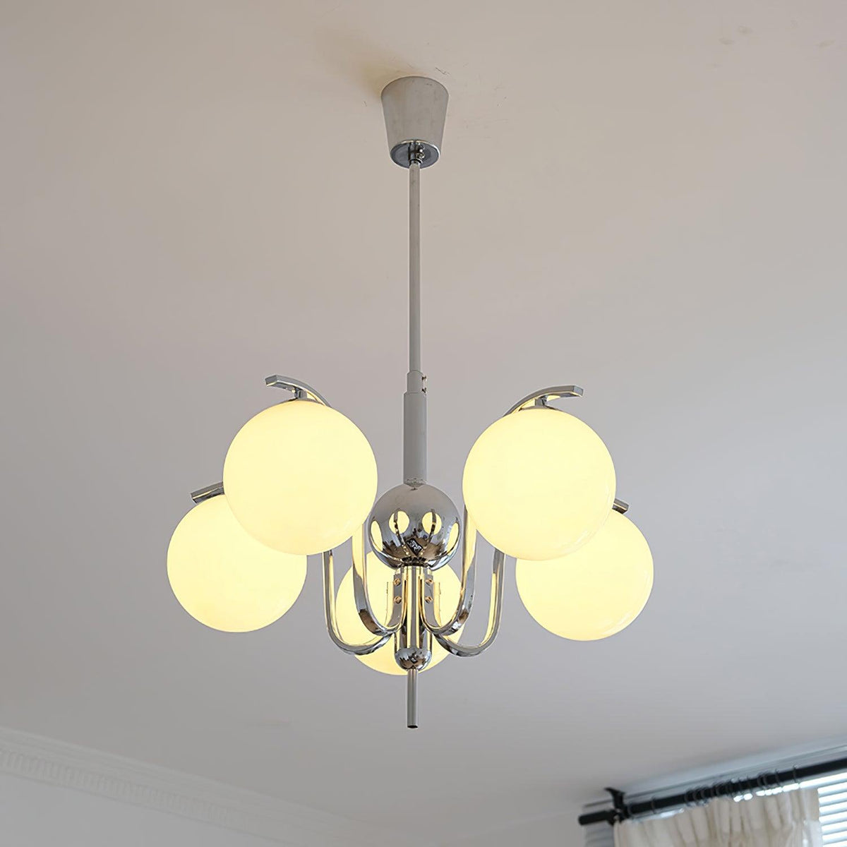 Eiroaria lampadario in vetro cromato Modo Deco elegante