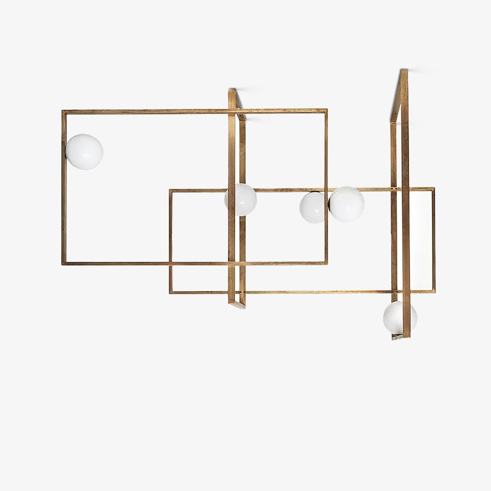 Veliiel lampadario Mondrian Geometrico in vetro e ottone moderno