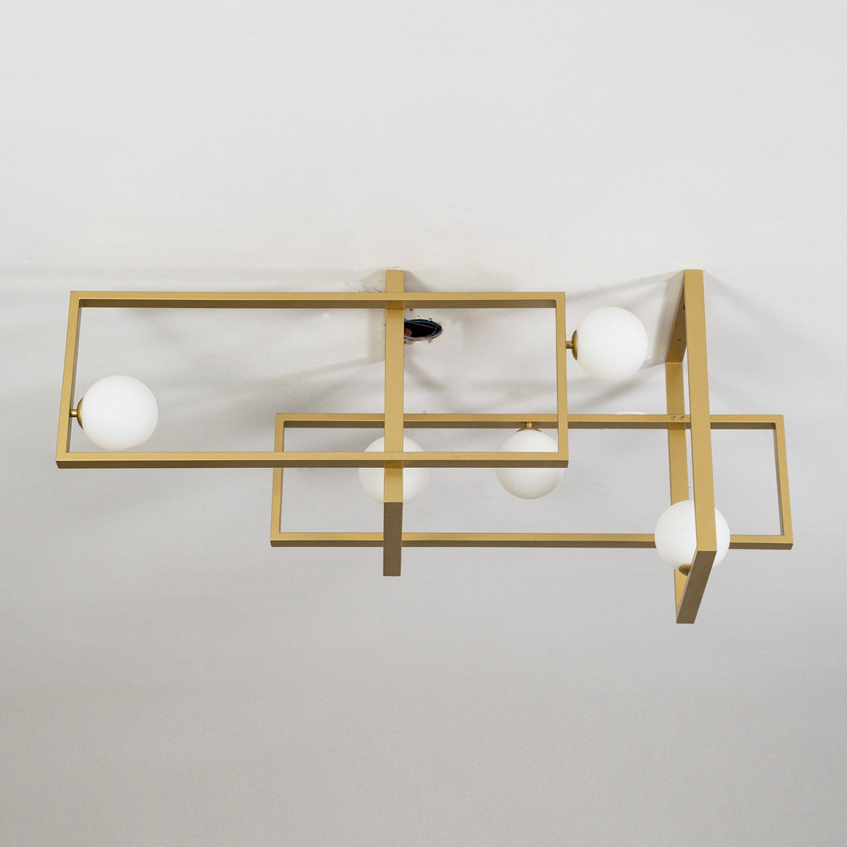 Veliiel lampadario Mondrian Geometrico in vetro e ottone moderno