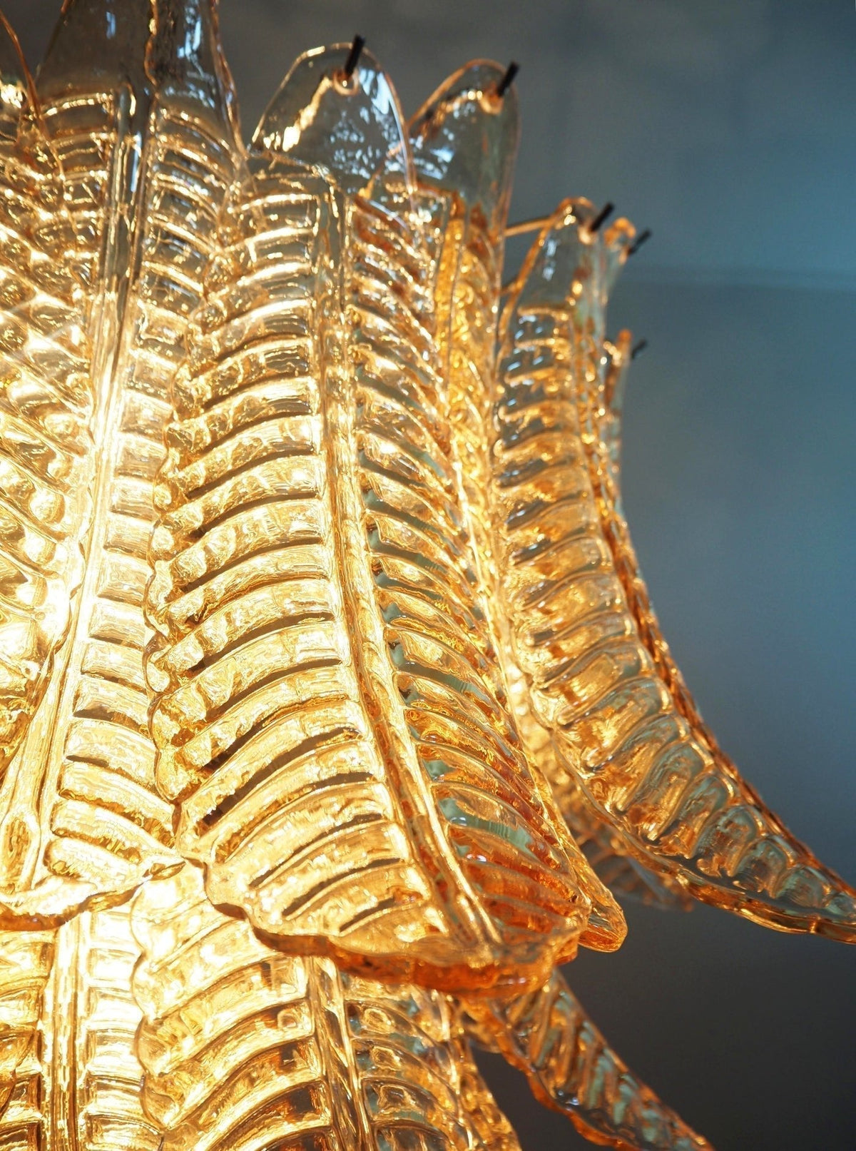 Lioreelle lampadario Foglie in vetro Ambrato Stratificato Eleganza Veneziana